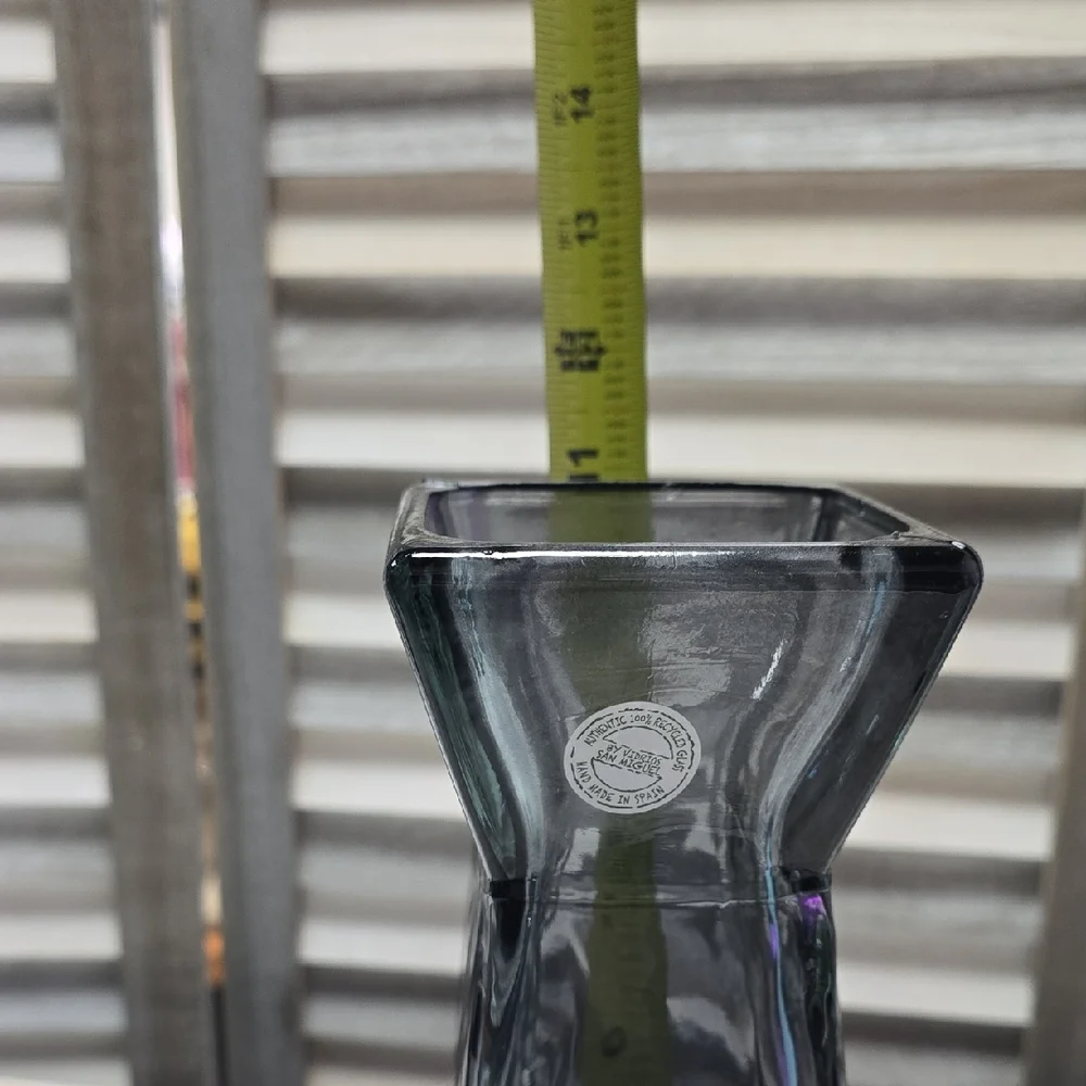 Elegant Smokey Gray Glass Vase By Vidrios San Miguel